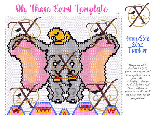 4mm Oh, Those Ears! Rhinestone Tumbler Template