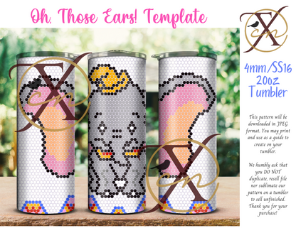 4mm Oh, Those Ears! Rhinestone Tumbler Template