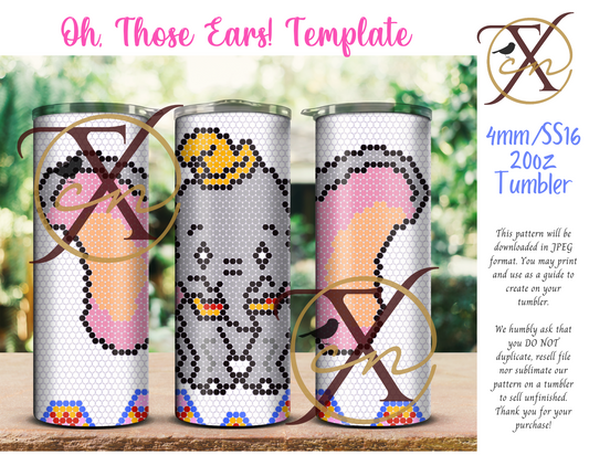 4mm Oh, Those Ears! Rhinestone Tumbler Template