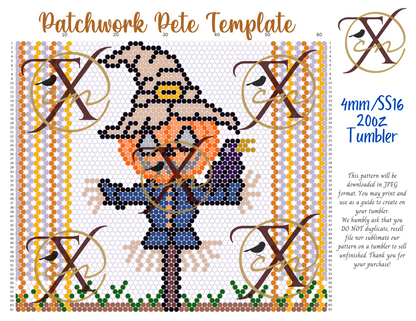 4mm Patchwork Pete Rhinestone Tumbler Template