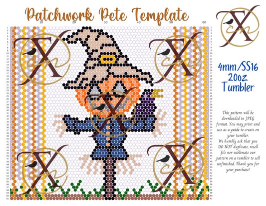 4mm Patchwork Pete Rhinestone Tumbler Template