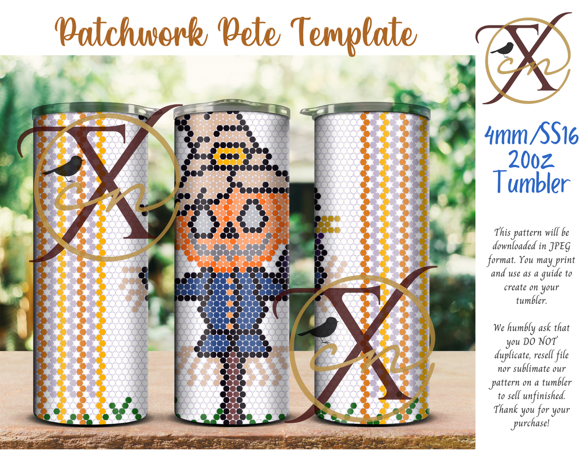 4mm Patchwork Pete Rhinestone Tumbler Template