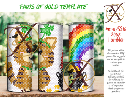 4mm Paws of Gold Rhinestone Tumbler Template