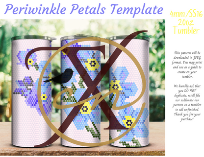 4mm Periwinkle Petals Rhinestone Tumbler Template