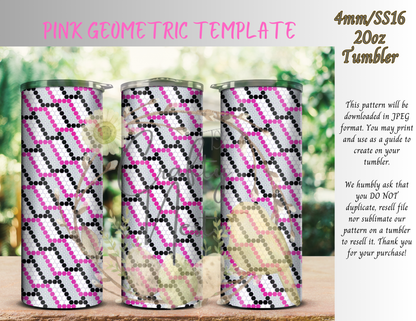 4mm Pink Geo Patterrn Rhinestone Tumbler Template