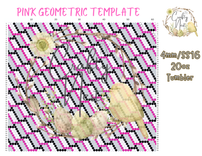 4mm Pink Geo Patterrn Rhinestone Tumbler Template
