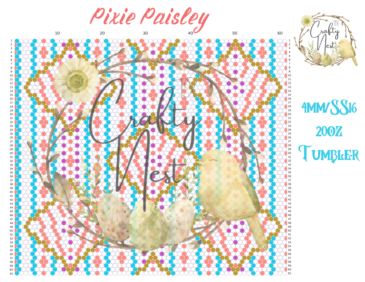 4mm Pixie Paisley Rhinestone Tumbler Template