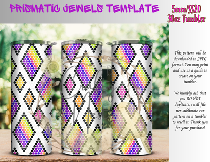 5mm/SS20 30oz Prismatic Jewels Rhinestone Tumbler Template
