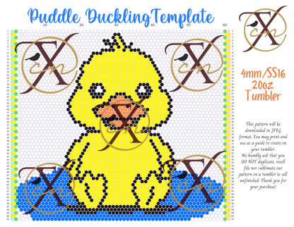 4mm Puddle Duckling Rhinestone Tumbler Template