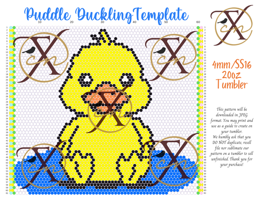 4mm Puddle Duckling Rhinestone Tumbler Template