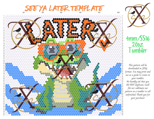 4mm See Ya Later Rhinestone Tumbler Template