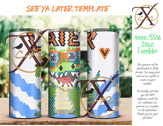4mm See Ya Later Rhinestone Tumbler Template
