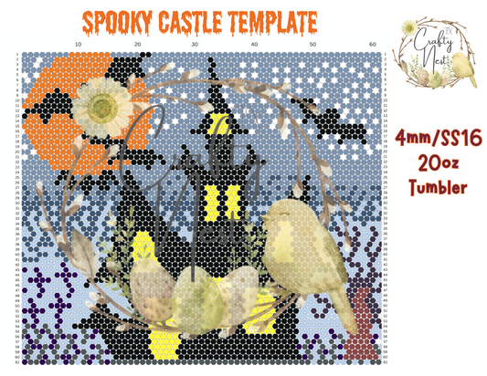 4mm Spooky Castle Rhinestone Tumbler Template