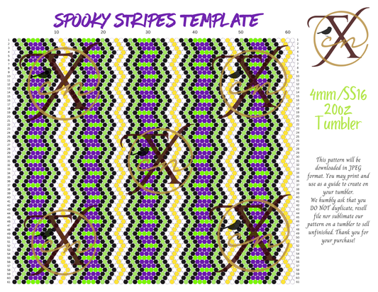 4mm Spooky Stripes Rhinestone Tumbler Template