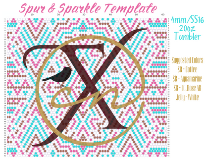 4mm Spur & Sparkle Rhinestone Tumbler Template