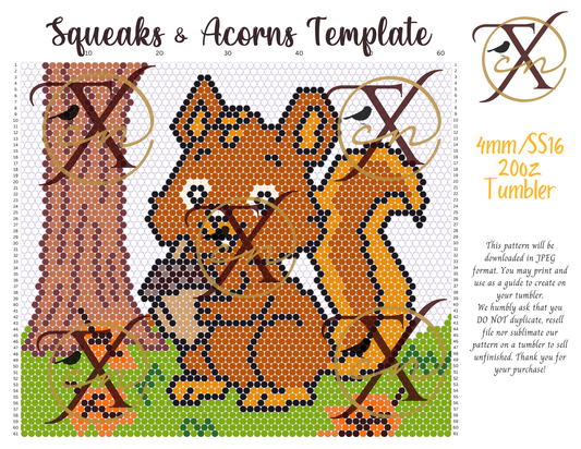 4mm Squeaks & Acorns Rhinestone Tumbler Template