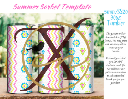 5mm Summer Sorbet Rhinestone Tumbler Template