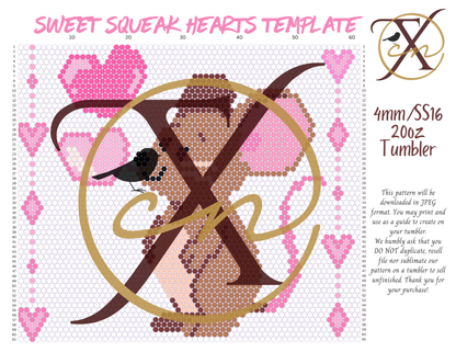 4mm Sweet Squeak Hearts Rhinestone Tumbler Template