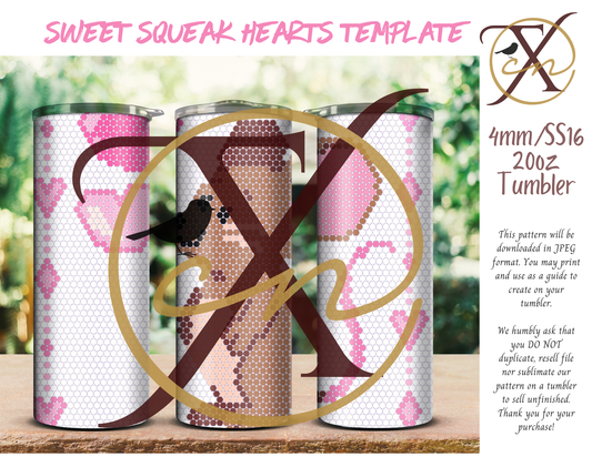 4mm Sweet Squeak Hearts Rhinestone Tumbler Template
