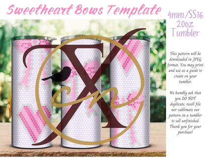 4mm Sweetheart Bows Rhinestone Tumbler Template