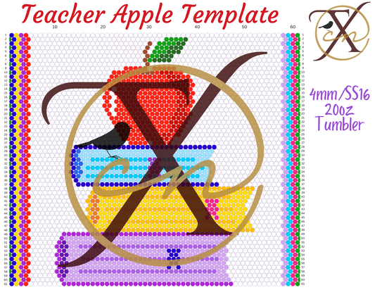 4mm Teacher Apple Rhinestone Tumbler Template