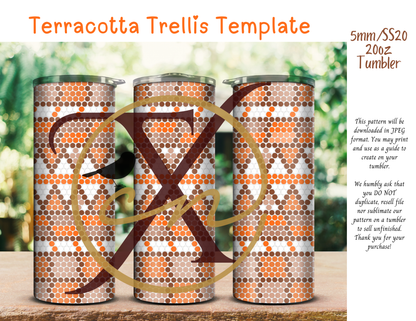 5mm Terracotta Trellis Rhinestone Tumbler Template
