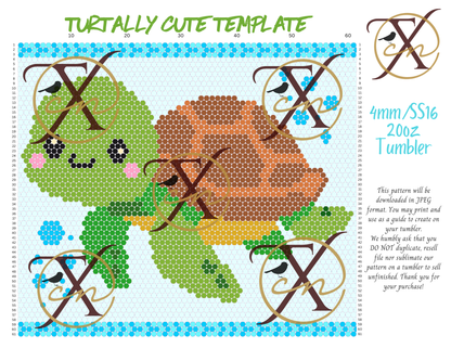 4mm Turtally Cute Rhinestone Tumbler Template
