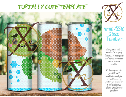 4mm Turtally Cute Rhinestone Tumbler Template