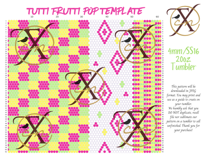 4mm Tutti Frutti Pop Rhinestone Tumbler Template