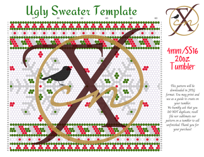 4mm Ugly Sweater Rhinestone Tumbler Template