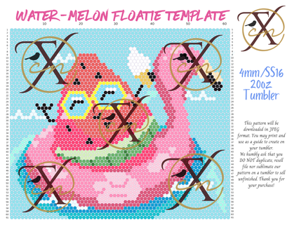 4mm Water-Melon Floatie Rhinestone Tumbler Template