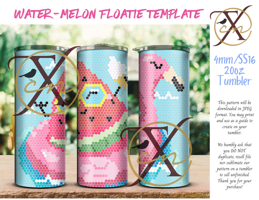 4mm Water-Melon Floatie Rhinestone Tumbler Template