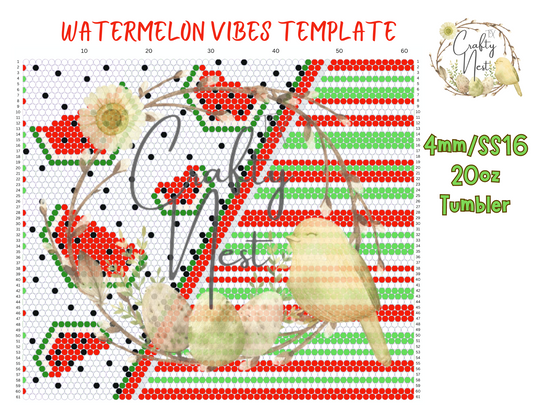 4mm Watermelon Vibes Rhinestone Tumbler Template