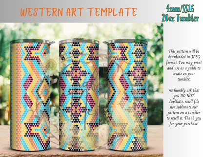 4mm Western Art Rhinestone Tumbler Template