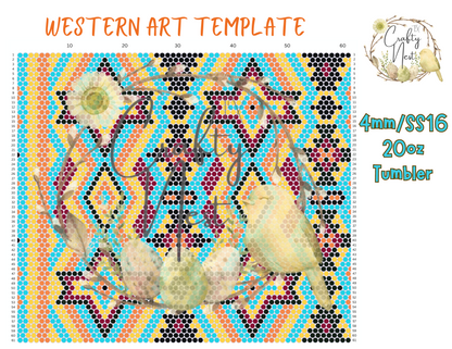 4mm Western Art Rhinestone Tumbler Template