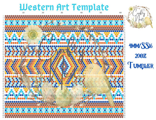 4mm Western Art Rhinestone 2 Tumbler Template