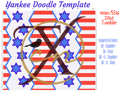 4mm Yankee Doodle Rhinestone Tumbler Template