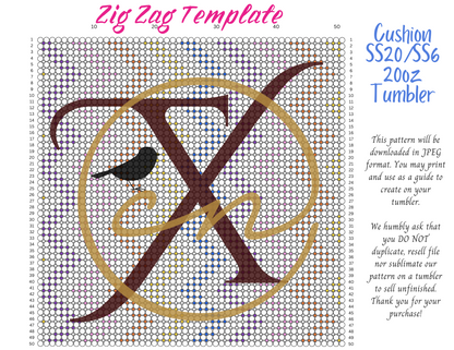 SS20/SS6 Zig Zag Cushion Rhinestone Tumbler Template