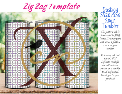 SS20/SS6 Zig Zag Cushion Rhinestone Tumbler Template