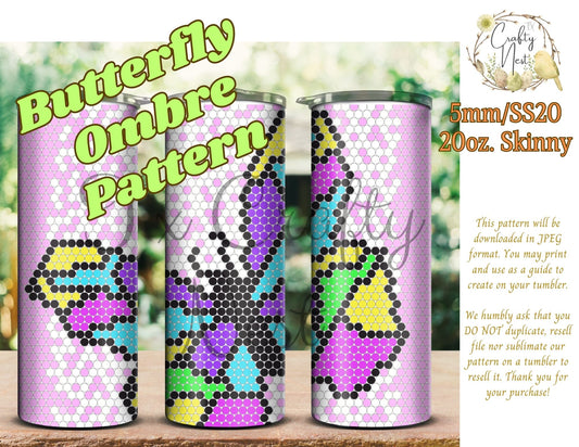 5mm Butterfly Ombré Rhinestone Tumbler Template