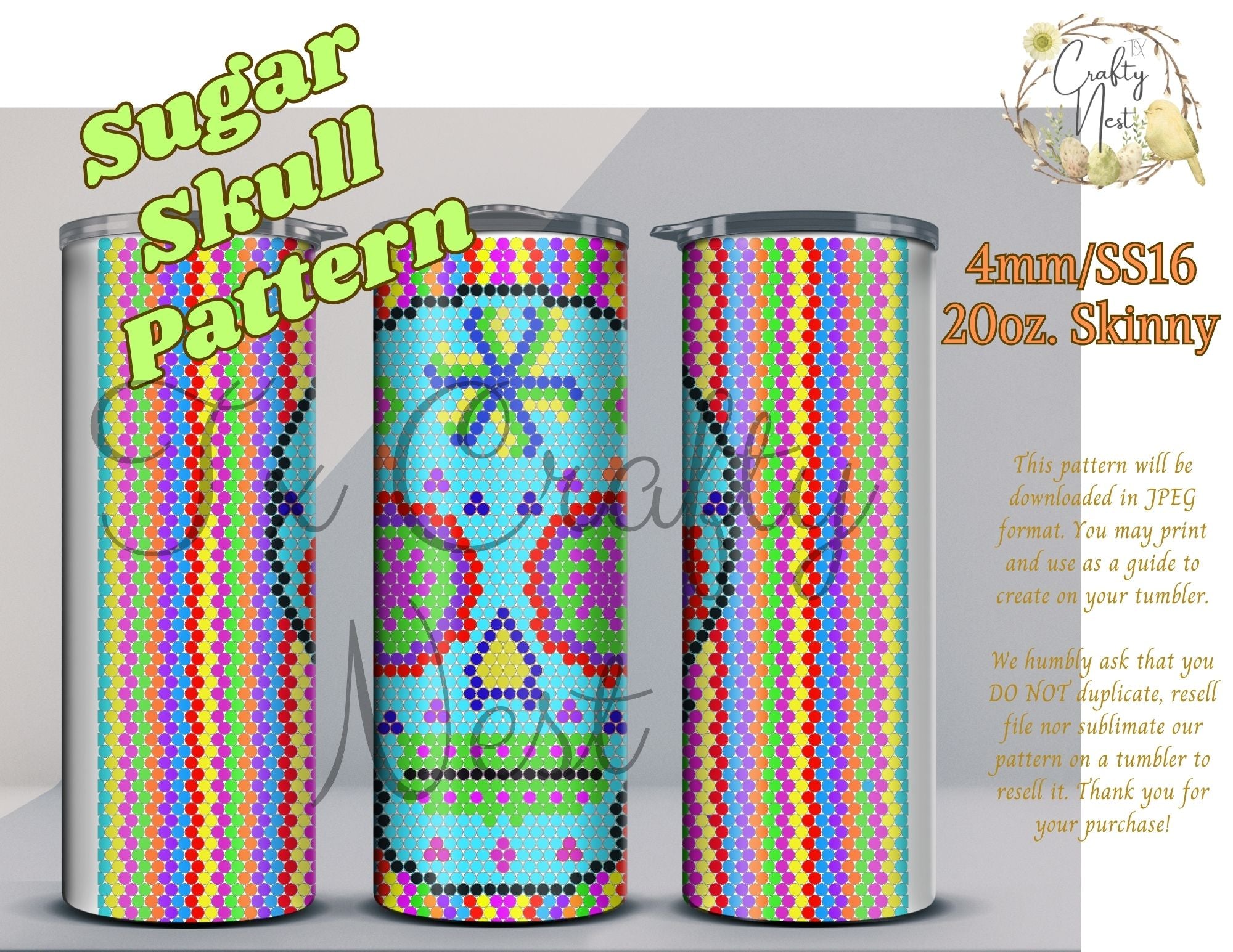 Sugar Skull 20 oz. Custom Tumblers — JMG Personalized Gift Ideas